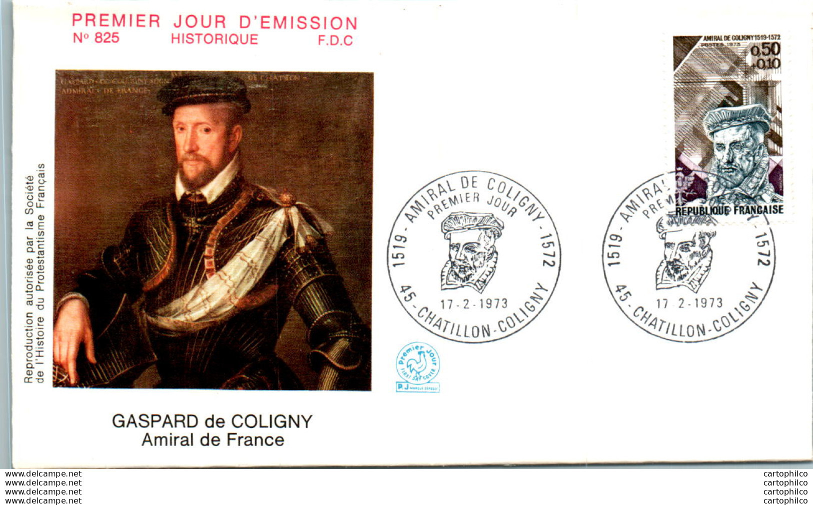 FDC France Gaspard De Coligny Amiral De France Chatillon Coligny 19073 - 1970-1979