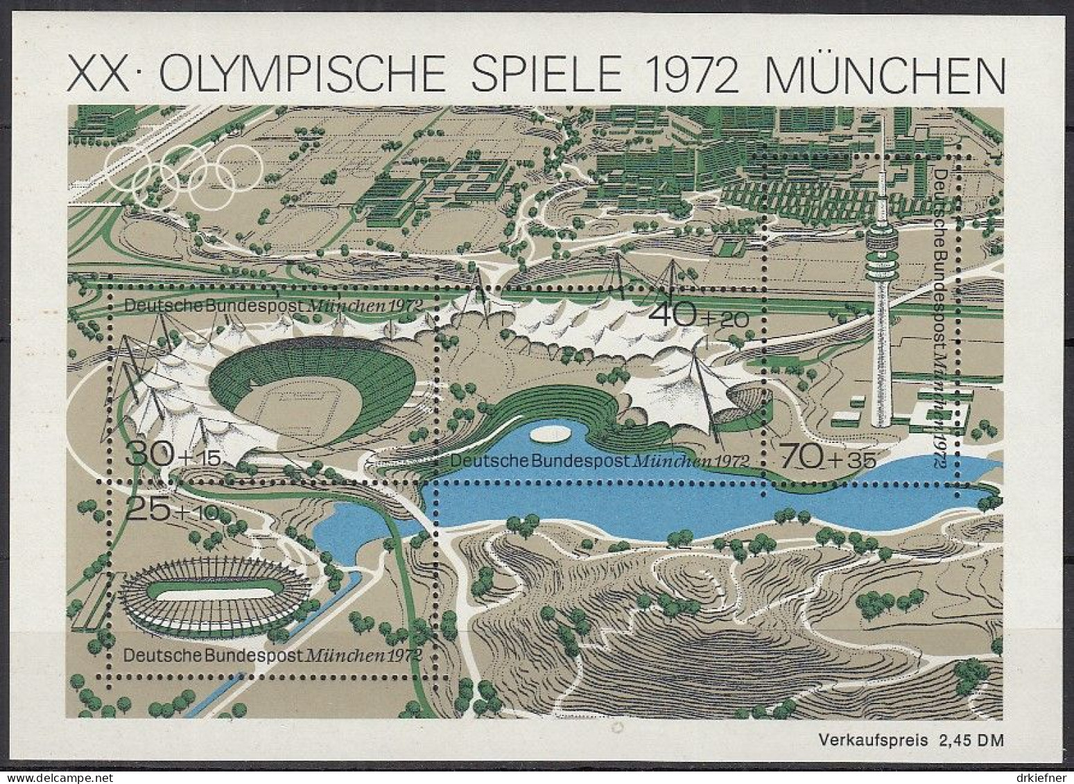 BRD  Block 7, Postfrisch **, Mit Abart, Olympische Sommerspiele München, 1972 - 1959-1980