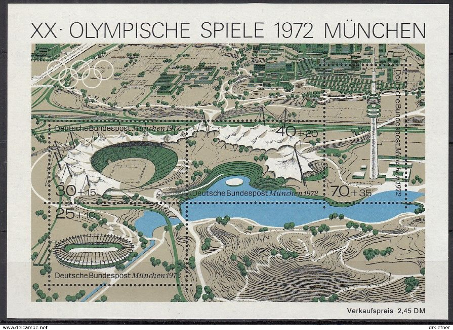 BRD  Block 7, Postfrisch **, Mit Abart, Olympische Sommerspiele München, 1972 - 1959-1980