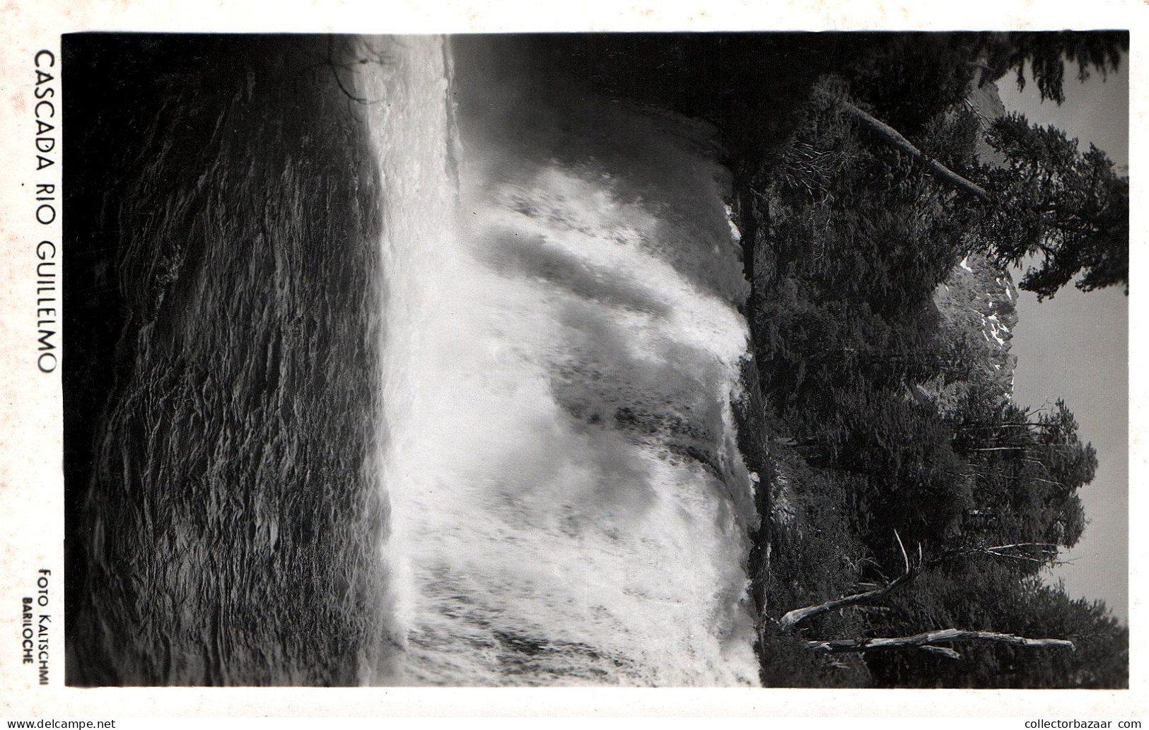 Argentina Bariloche Cascada Rio Guillermo Waterfall Patagonia Real Photo Postcard Ca1930 - Argentina