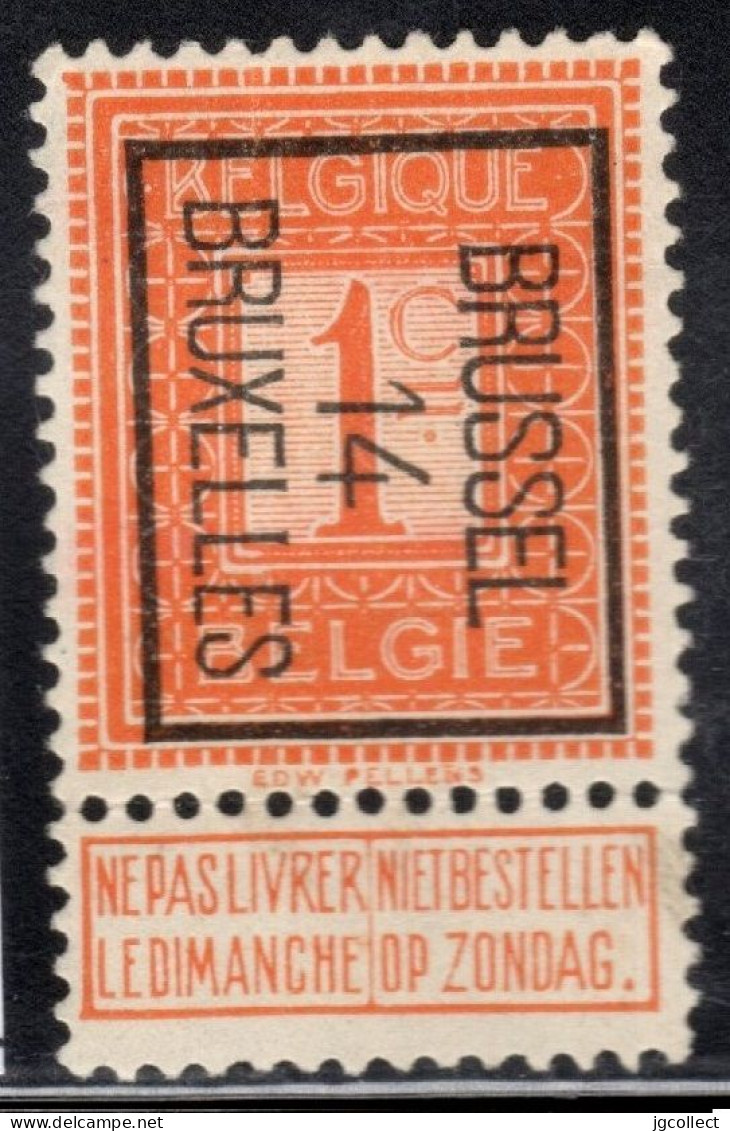 Typo 45B (BRUSSEL 14 BRUXELLES) - O/used - Typo Precancels 1912-14 (Lion)