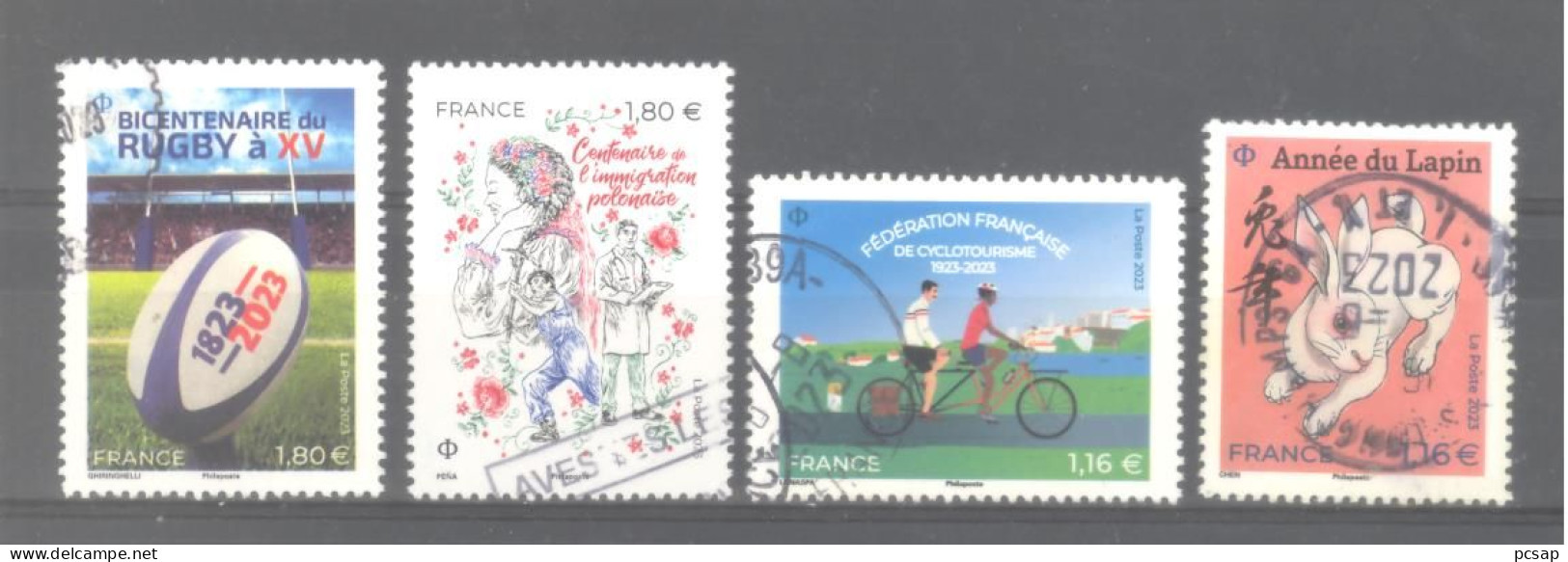 France Oblitérés : 5707 (Bicenteniare Rugby à XV) - 5705 - 5704 & 5646 (cachet Rond) - Used Stamps