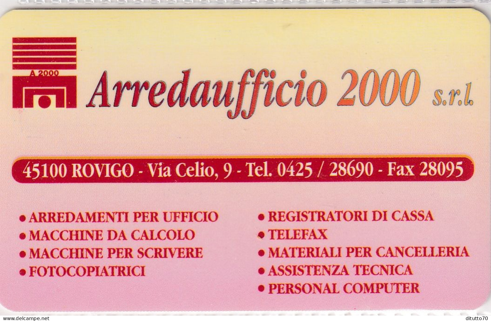 Calendarietto - Arredaufficio - Rovigo - Anno 1998 - Kleinformat : 1991-00