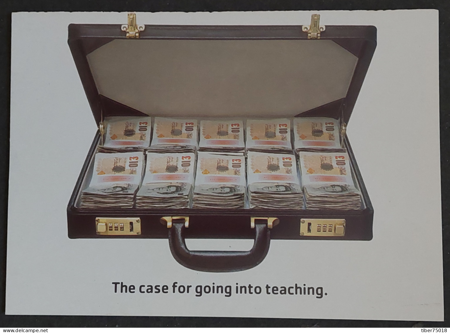Carte Postale Double - The Case For Going Into Teaching (valise De Billets De Banque - Argent) Teacher Training Agency - Advertising