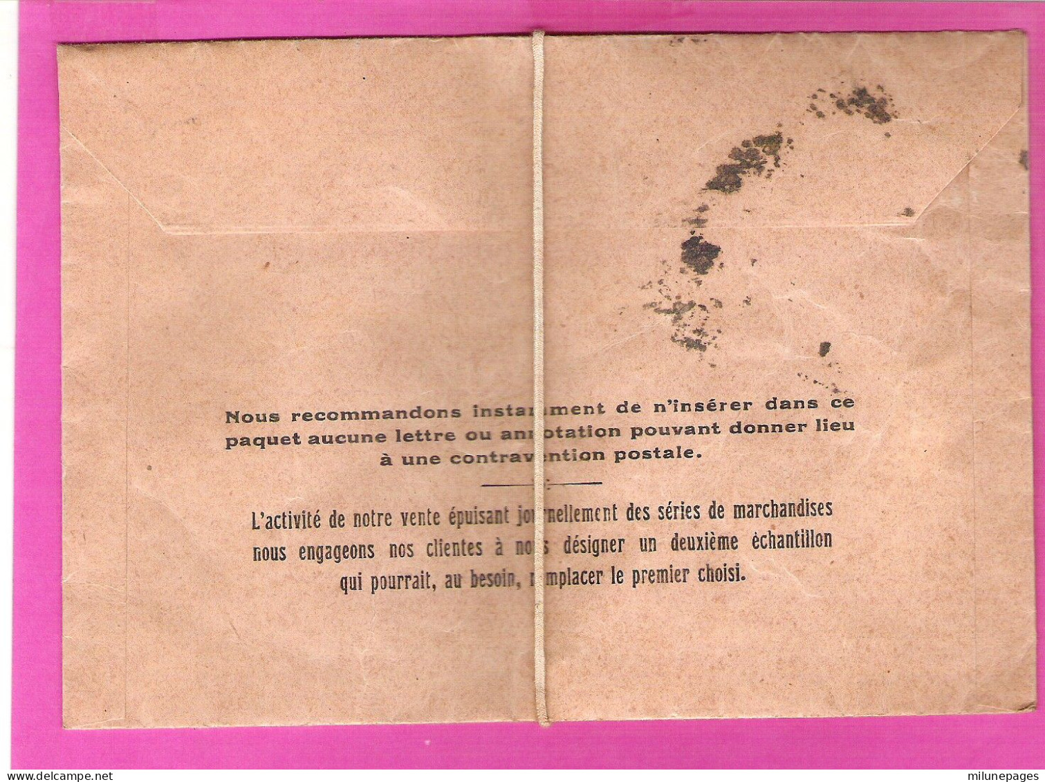 Enveloppe Publicitaire D'envoi D'échantillon Complète Avec Le Lacet De Fermeture Liberty Soie Et Lainage à Lyon - Textile & Clothing