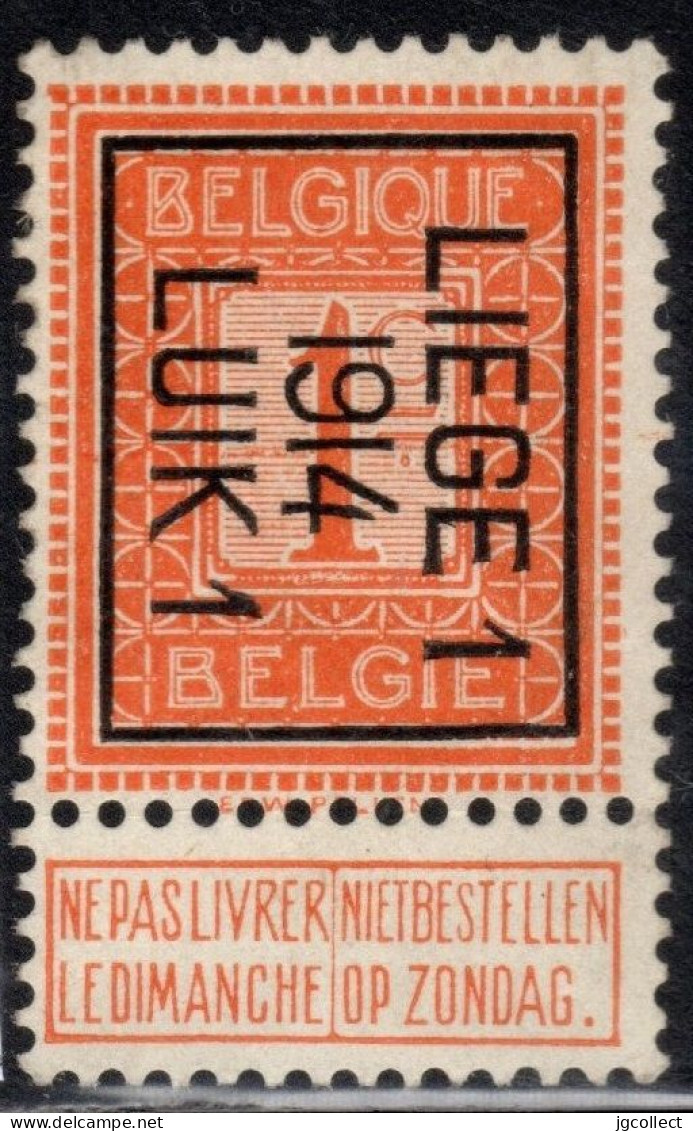 Typo 48B (LIEGE 1  1914  LUIK 1) - O/used - Typografisch 1912-14 (Cijfer-leeuw)