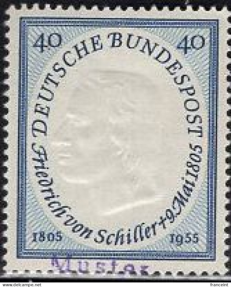 GERMANY(1955) Friedrich Von Schiller. MUSTER (specimen) Overprint. Scott No 727. - Sonstige & Ohne Zuordnung