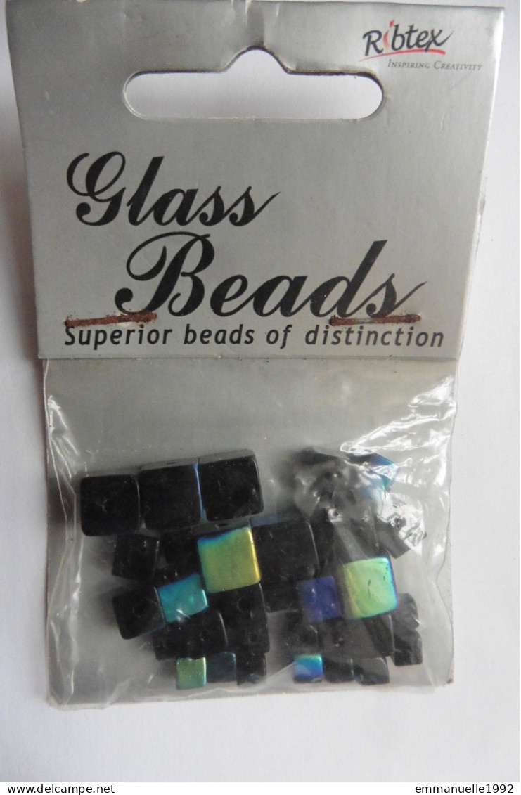 Sachet De 31 Perles Cubes Cristal Noir Cristaux à Reflets Irisés Aurore Boréale - Pour Création Bijoux - Other & Unclassified