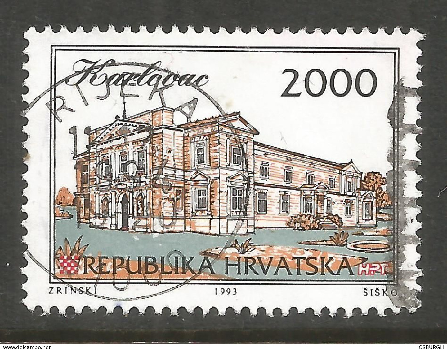 CROATIA. 1993. 2000K KARLOVAC USED RIJEKA POSTMARK. - Croatia