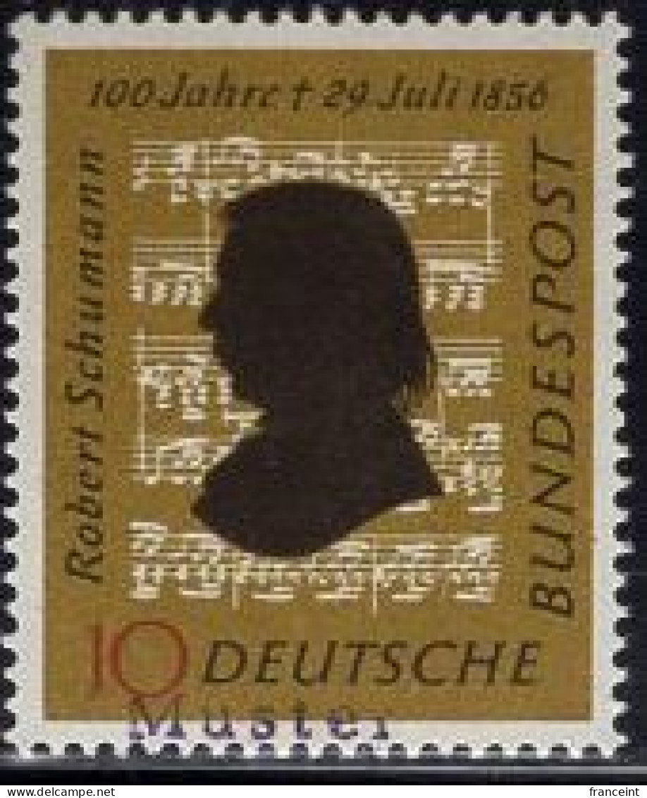 GERMANY(1956) Robert Schumann. MUSTER (specimen) Overprint. Scott No 743. - Other & Unclassified