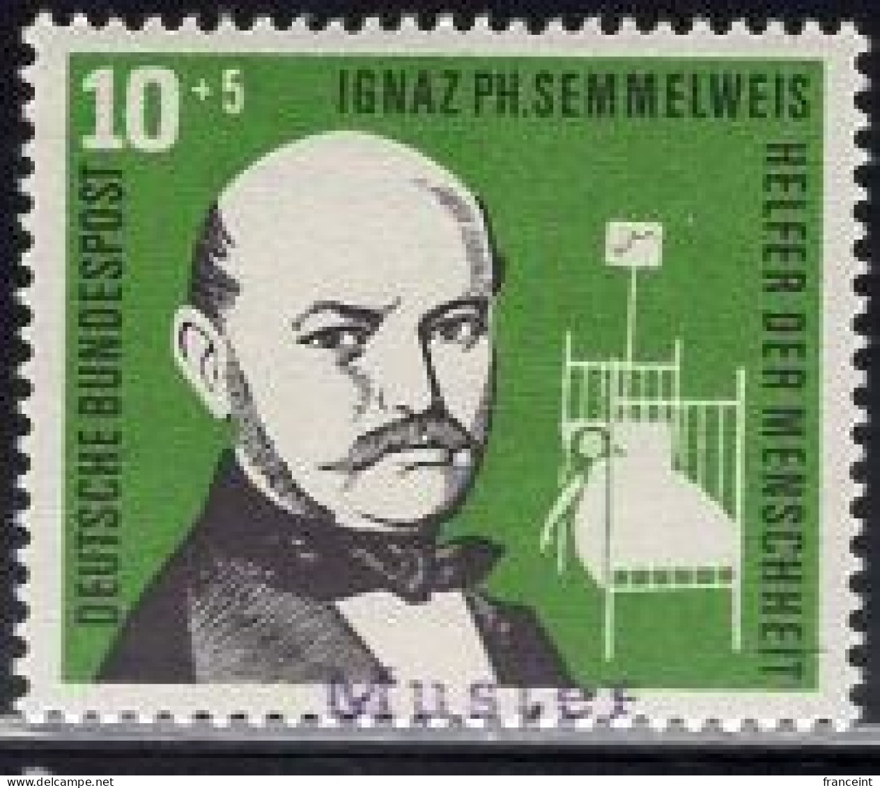 GERMANY(1956) Semmelweiss. MUSTER (specimen) Overprint. Scott No B351. - Otros & Sin Clasificación