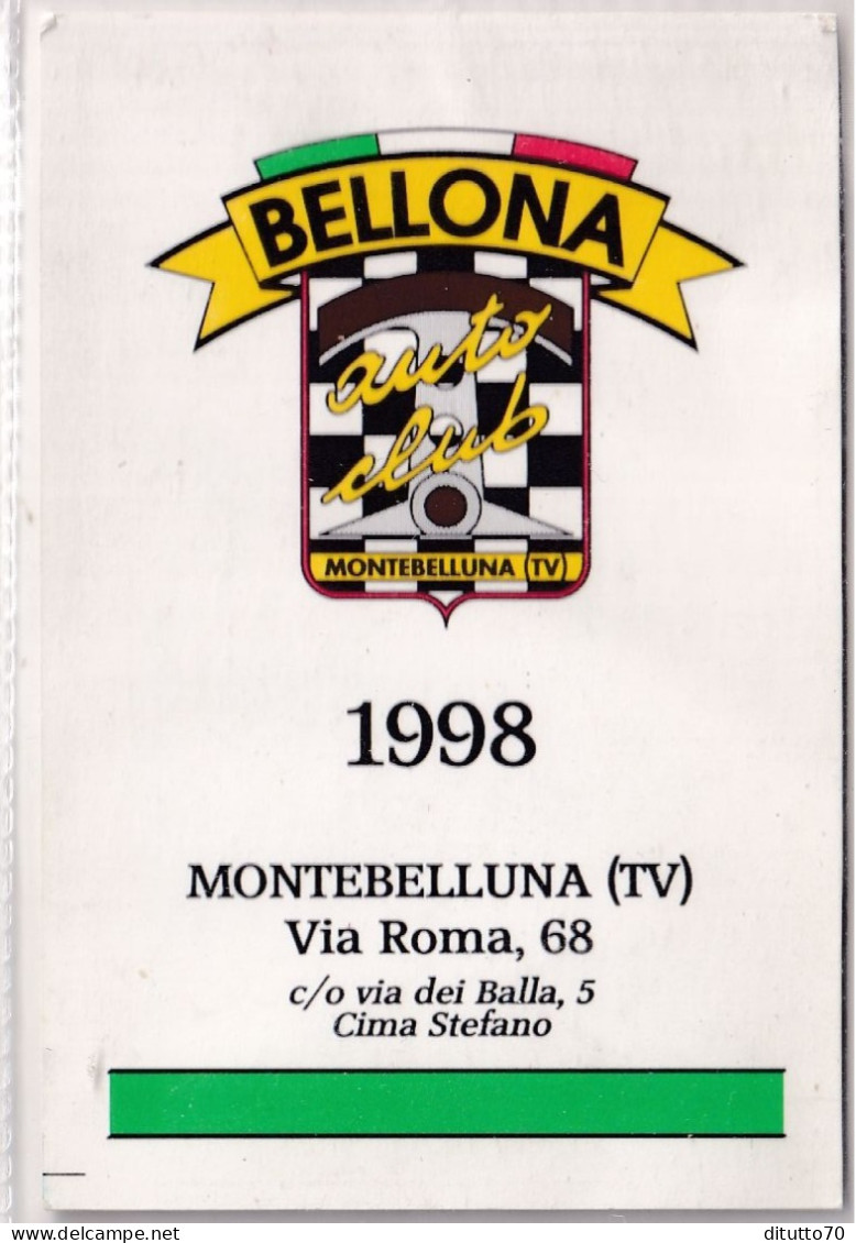 Calendarietto - Bellona - Auto Club - Montebelluna - Anno 1998 - Petit Format : 1991-00