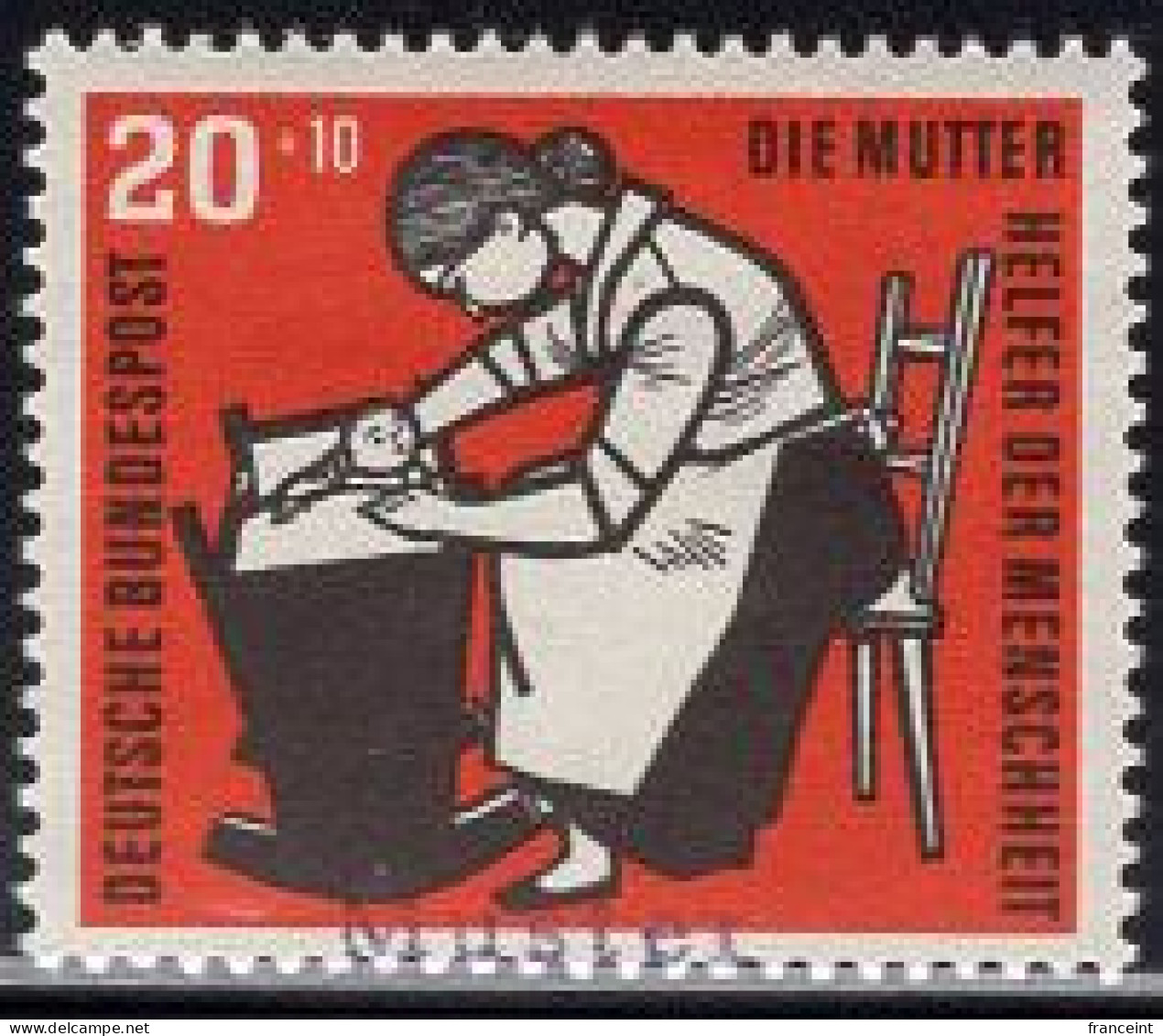 GERMANY(1956) Mother Putting Baby To Bed. MUSTER (specimen) Overprint. Scott No B352. - Other & Unclassified