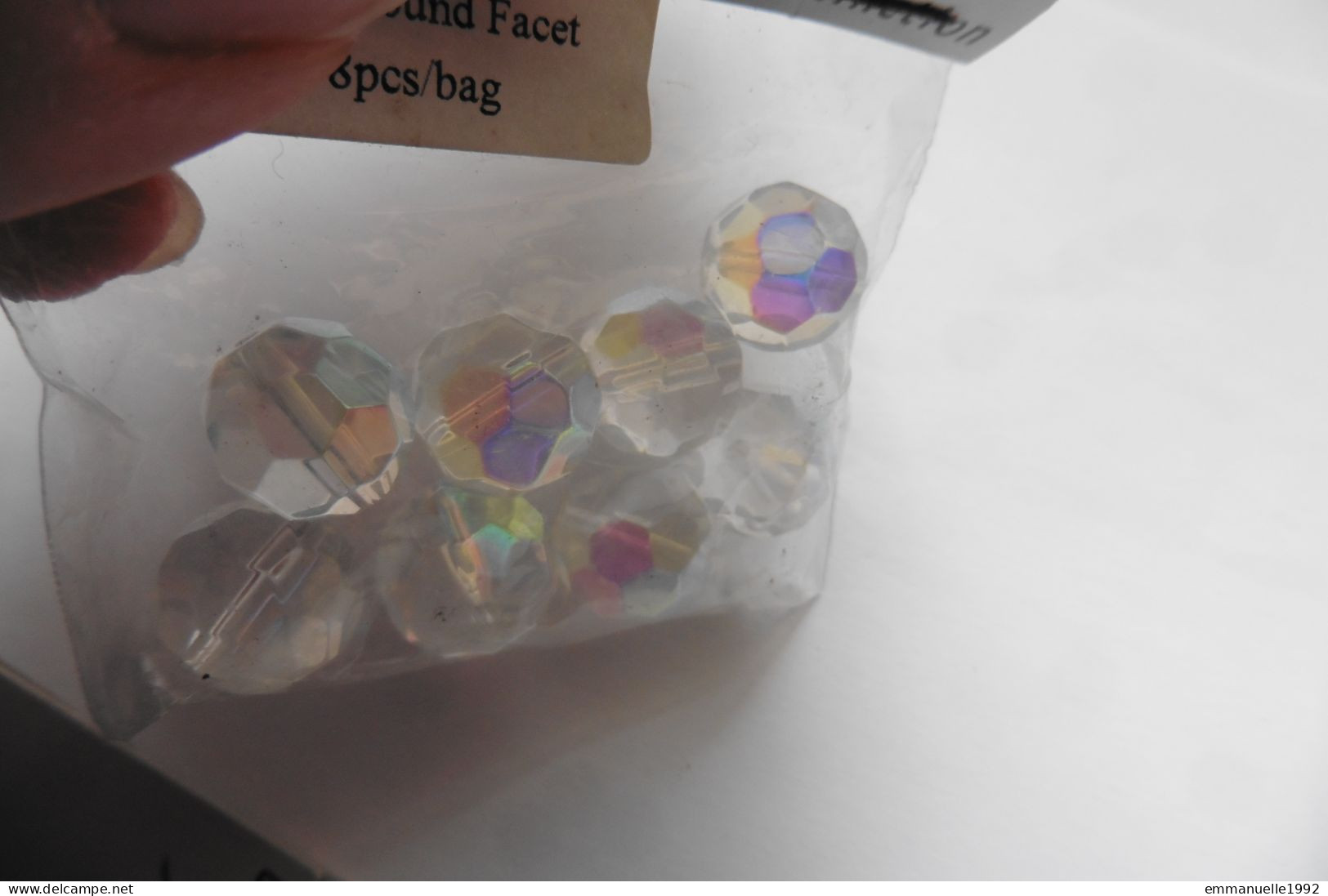 Sachet 8 Perles Rondes Cristal Blanc Transparent Cristaux Reflets Aurore Boréale 12 Mm - Pour Création Bijoux - Autres & Non Classés