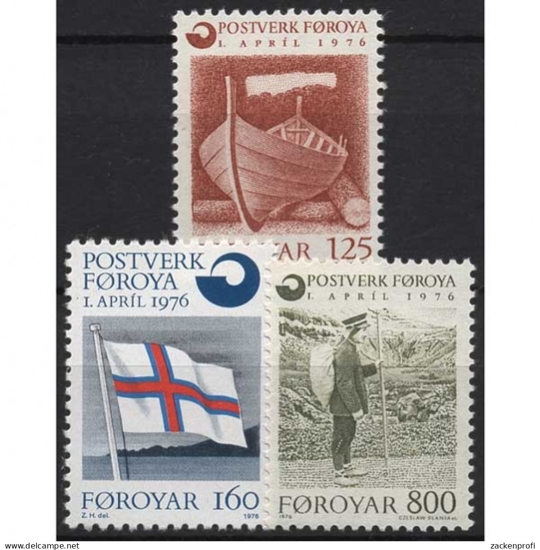 Färöer 1976 Gründung Des Färöischen Postwesens 21/23 Postfrisch - Faroe Islands