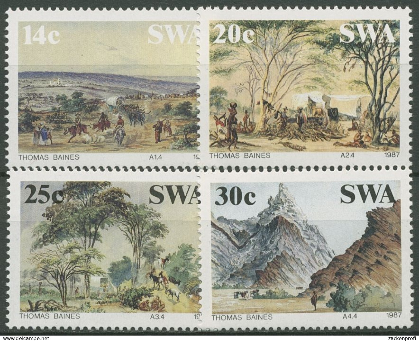 Südwestafrika 1987 Historisches Land Gemälde Von Baines 600/03 Postfrisch - South West Africa (1923-1990)