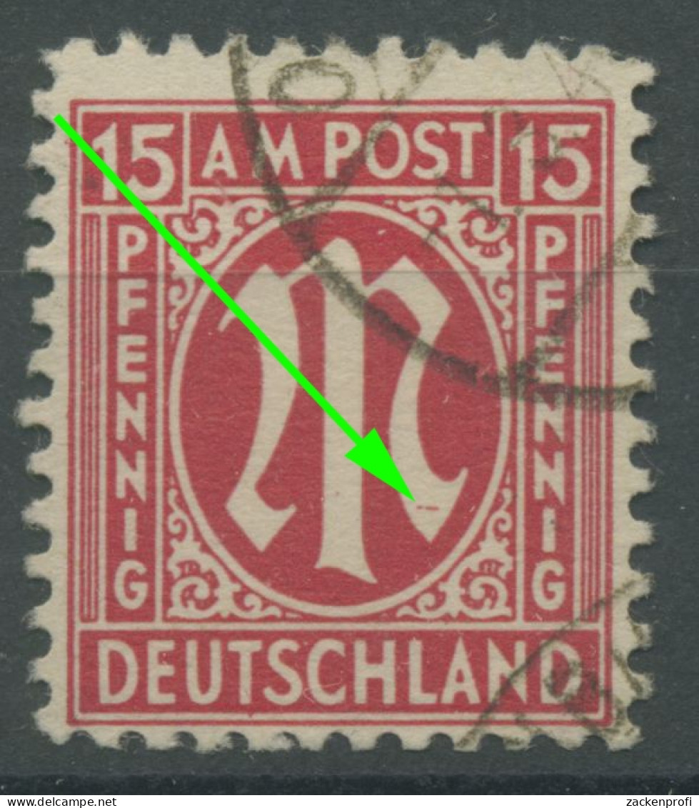 Bizone 1945 Am. Druck Mit Plattenfehler 8z V, Papier Z Gestempelt (R7641) - Otros & Sin Clasificación
