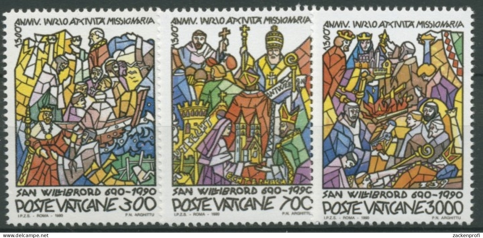 Vatikan 1990 1300. Jahrestag Missionstätigk. D. Hl. Willibrord 999/01 Postfrisch - Ungebraucht