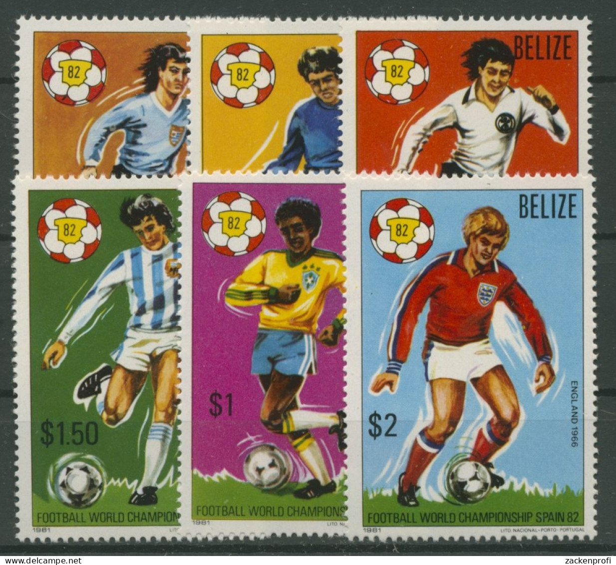 Belize 1981 Fußball-WM Spanien Spieler 614/19 Postfrisch - Belice (1973-...)