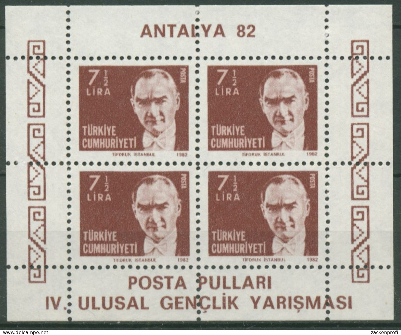 Türkei 1982 Jugend-Briefmarkenausstellung ANATLYA Block 22 A Postfrisch (C6712) - Blocks & Sheetlets