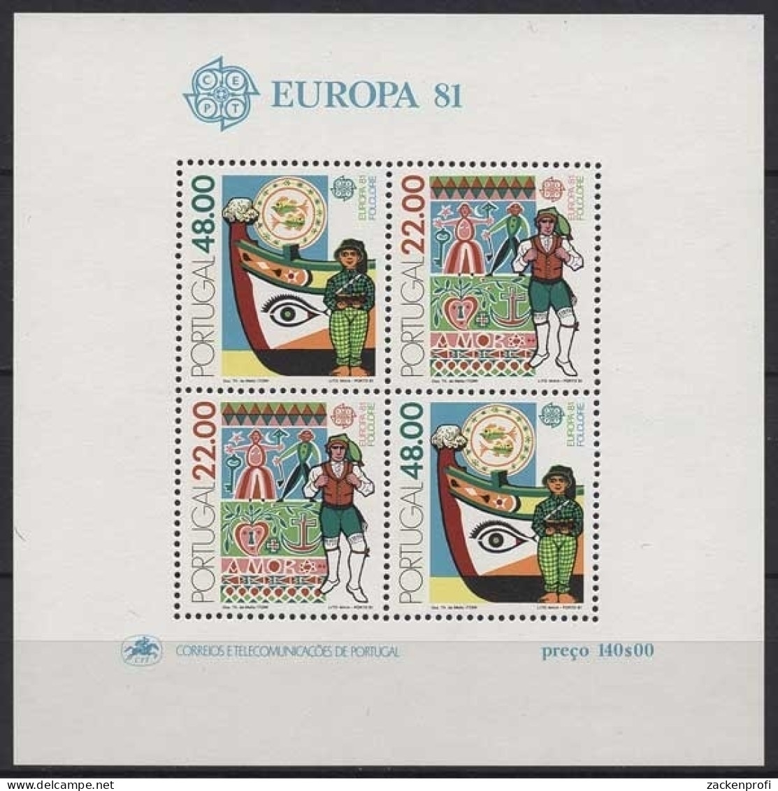 Portugal 1981 Europa CEPT Folklore Block 32 Postfrisch (C91031) - Blocks & Kleinbögen