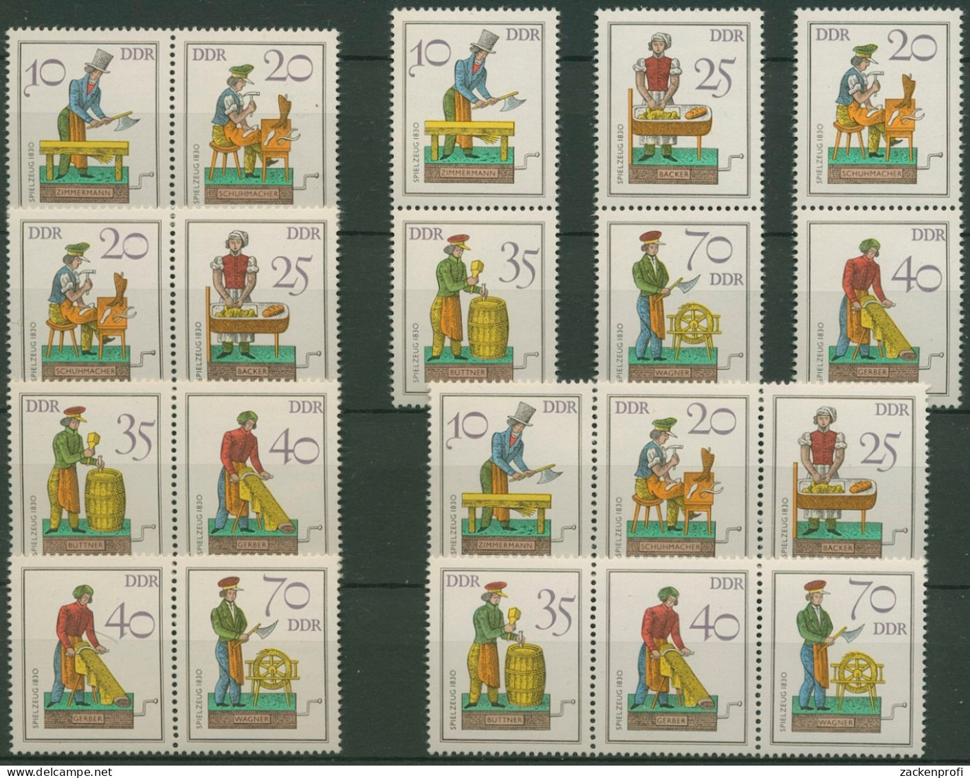 DDR 1982 Historisches Spielzeug 2758/63 ZD Alle Kombinationen Postfr. (SG31288) - Se-Tenant