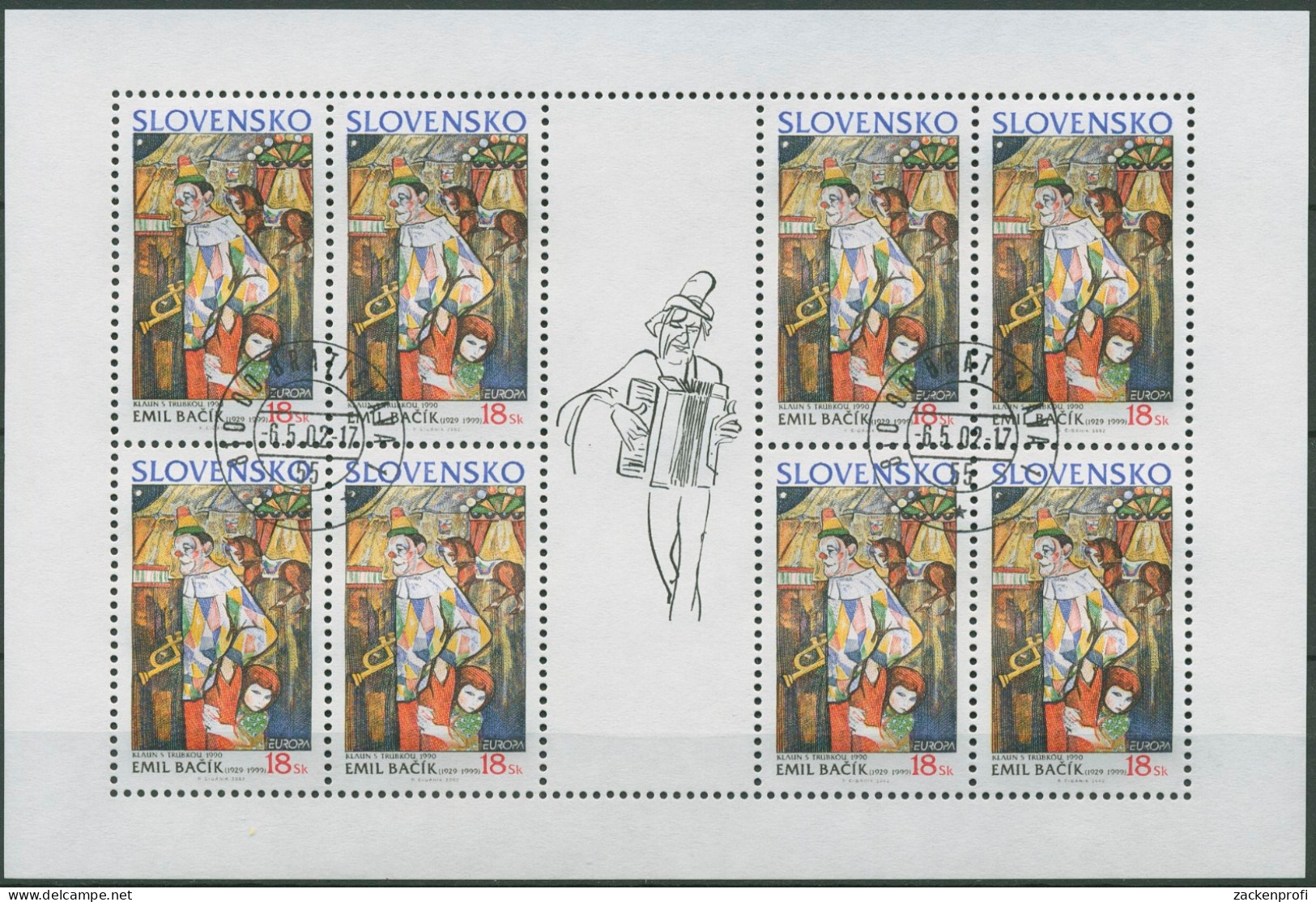 Slowakei 2002 Europa CEPT Zirkus Kleinbogen 424 K Gestempelt (C90857) - Blocks & Sheetlets