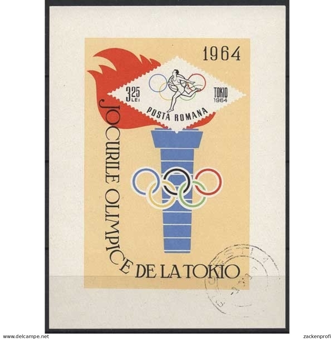 Rumänien 1964 Olympische Spiele Tokio Fackel Block 58 Gestempelt (C92130) - Blocks & Kleinbögen