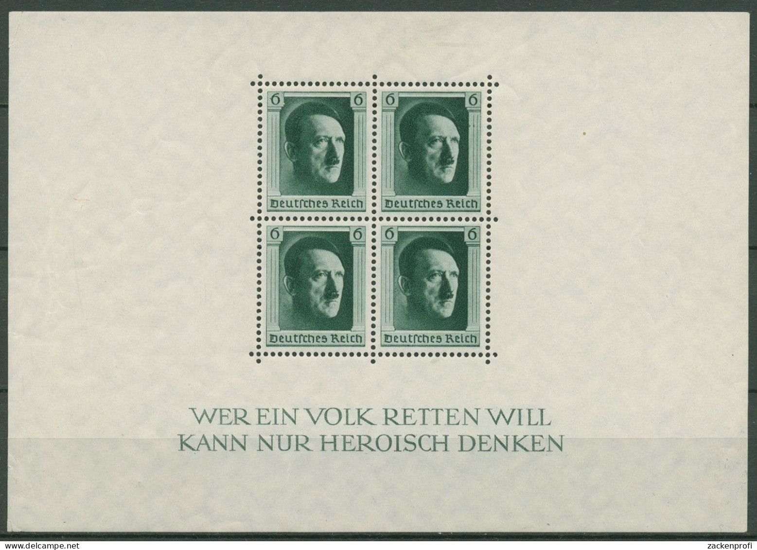 Deutsches Reich 1937 Geb. Hitler Block 7 Ungebraucht Mängel Haftstellen (G19351) - Blokken