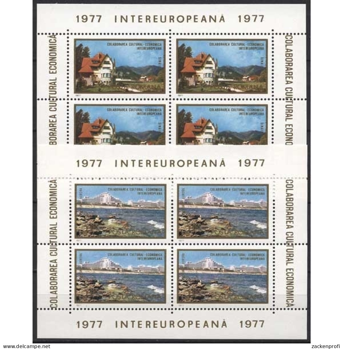 Rumänien 1977 INTEREUROPA Karpaten Schwarz.Meer Block 141/42 Postfrisch (C92047) - Blocks & Sheetlets