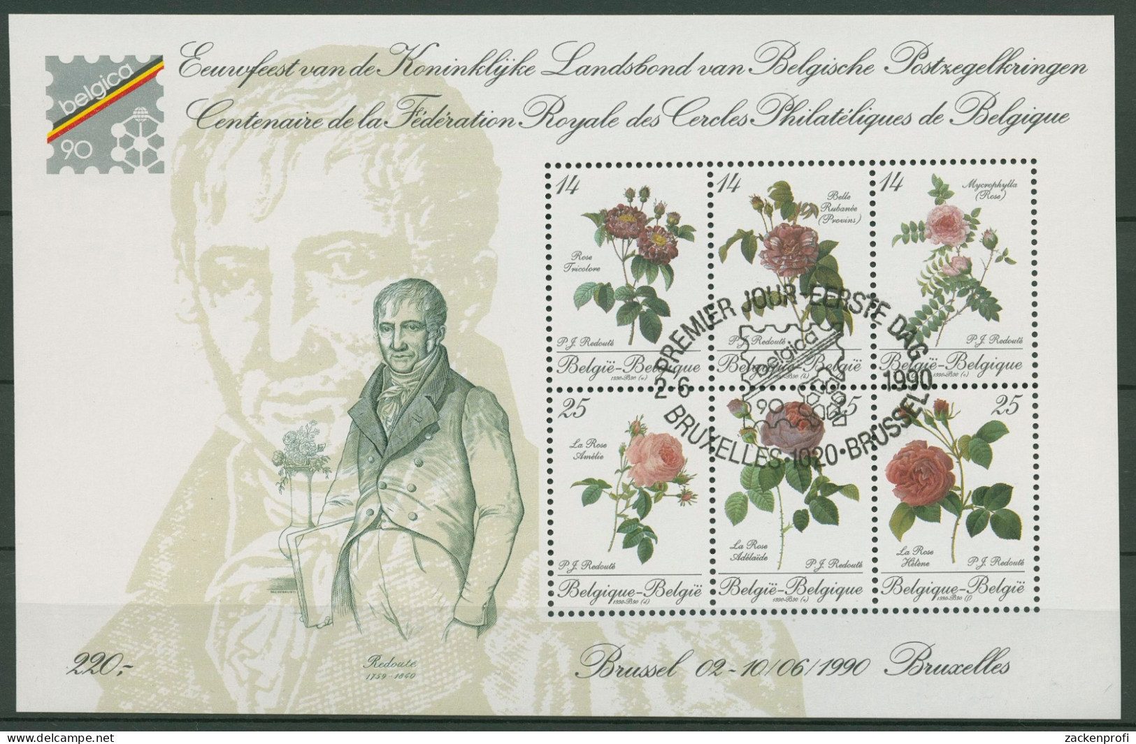 Belgien 1990 BELGICA'90 Blumen Rosen Block 61 Gestempelt (C91561) - 1961-2001