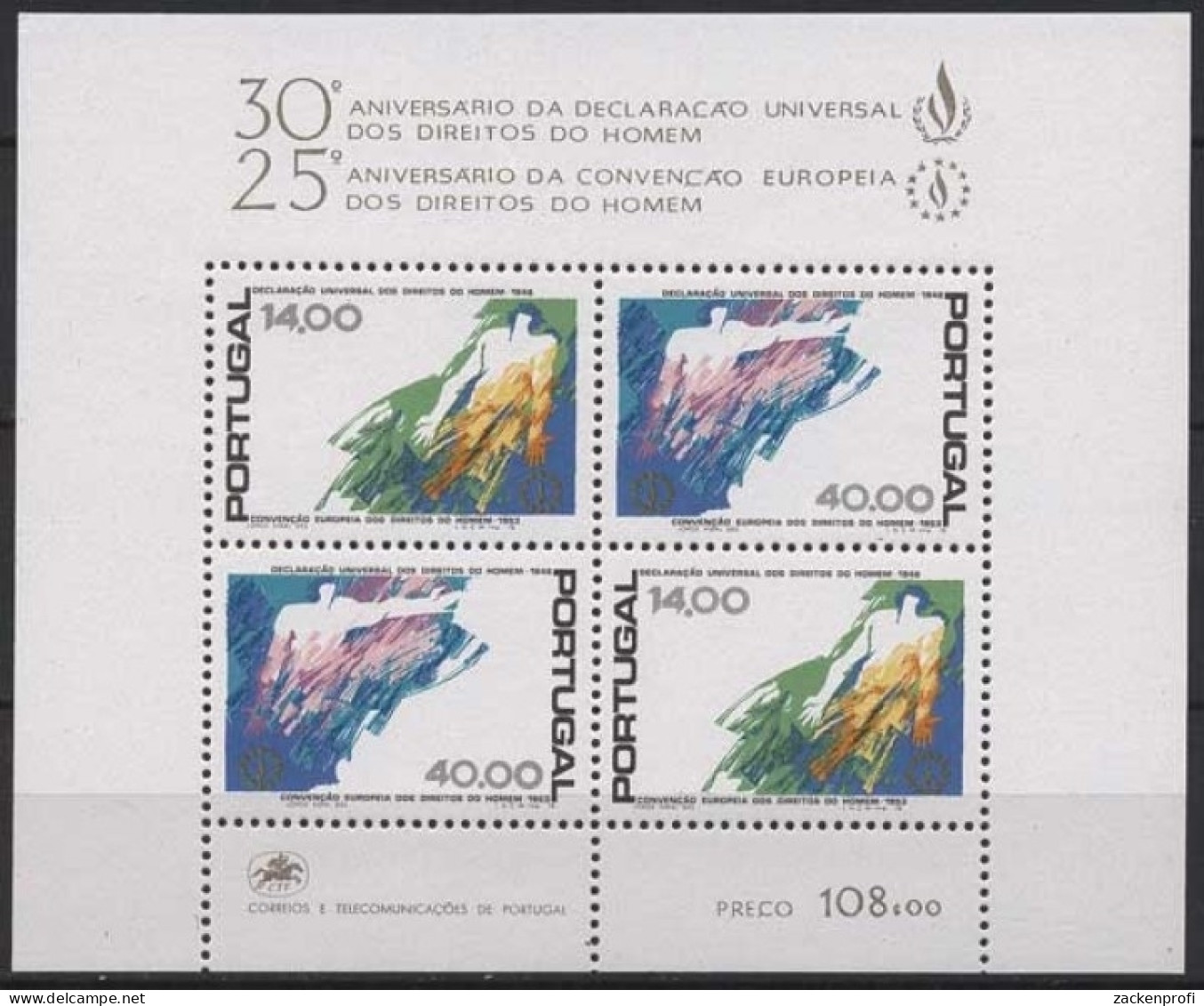 Portugal 1978 Schutz Der Menschenrechte Block 24 Postfrisch (C91020) - Blocs-feuillets