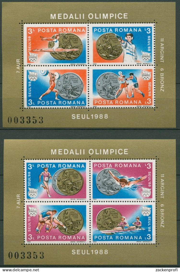 Rumänien 1988 Olympia Seoul Medaillen Block 250/51 Postfrisch (C92237) - Blocks & Sheetlets