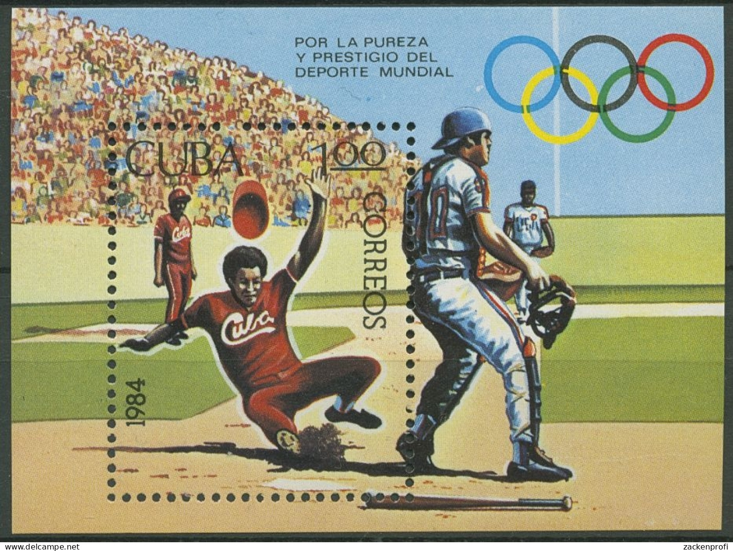 Kuba 1984 Sportförderung Baseball Block 84 Postfrisch (C94077) - Hojas Y Bloques
