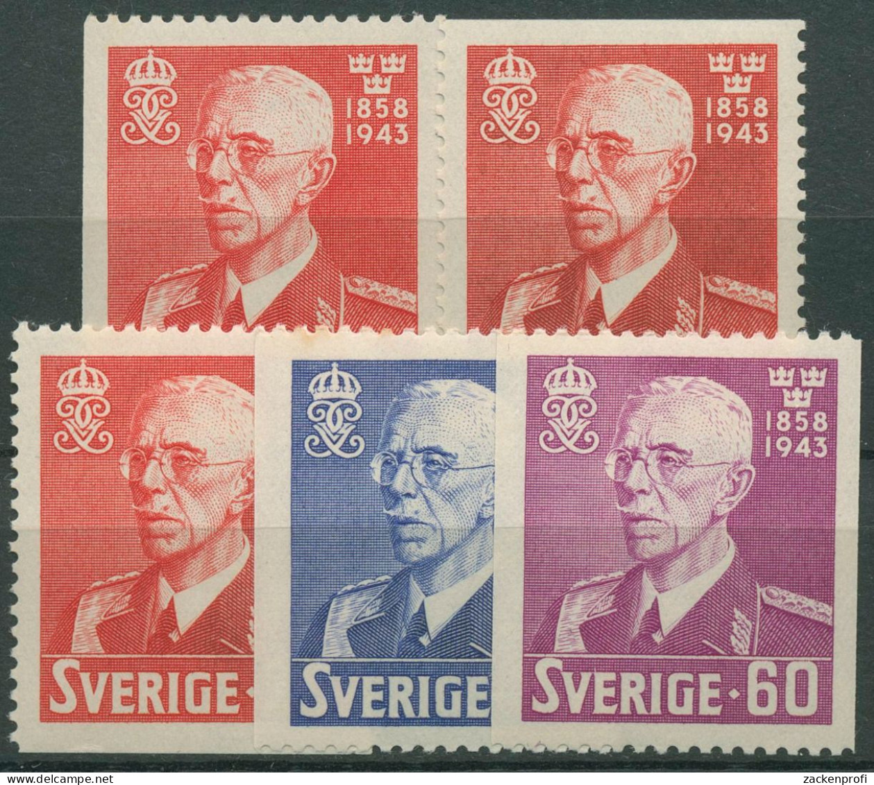 Schweden 1943 König Gustav V. 297/99 Postfrisch - Unused Stamps
