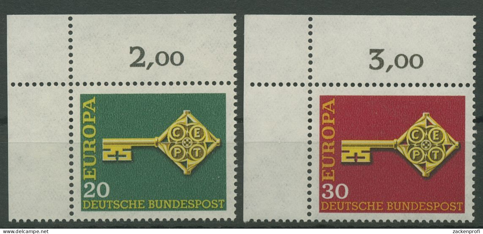 Bund 1968 Europa CEPT 559/60 Ecke 1 Oben Links Postfrisch (E840) - Ongebruikt
