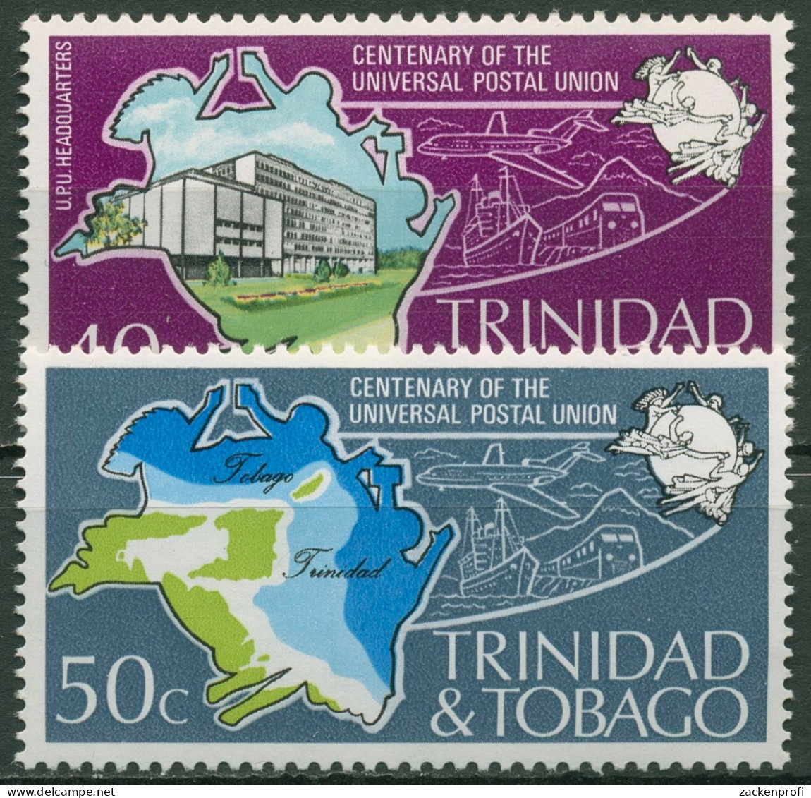 Trinidad Und Tobago 1974 100 Jahre Weltpostverein UPU 328/29 Postfrisch - Trindad & Tobago (1962-...)