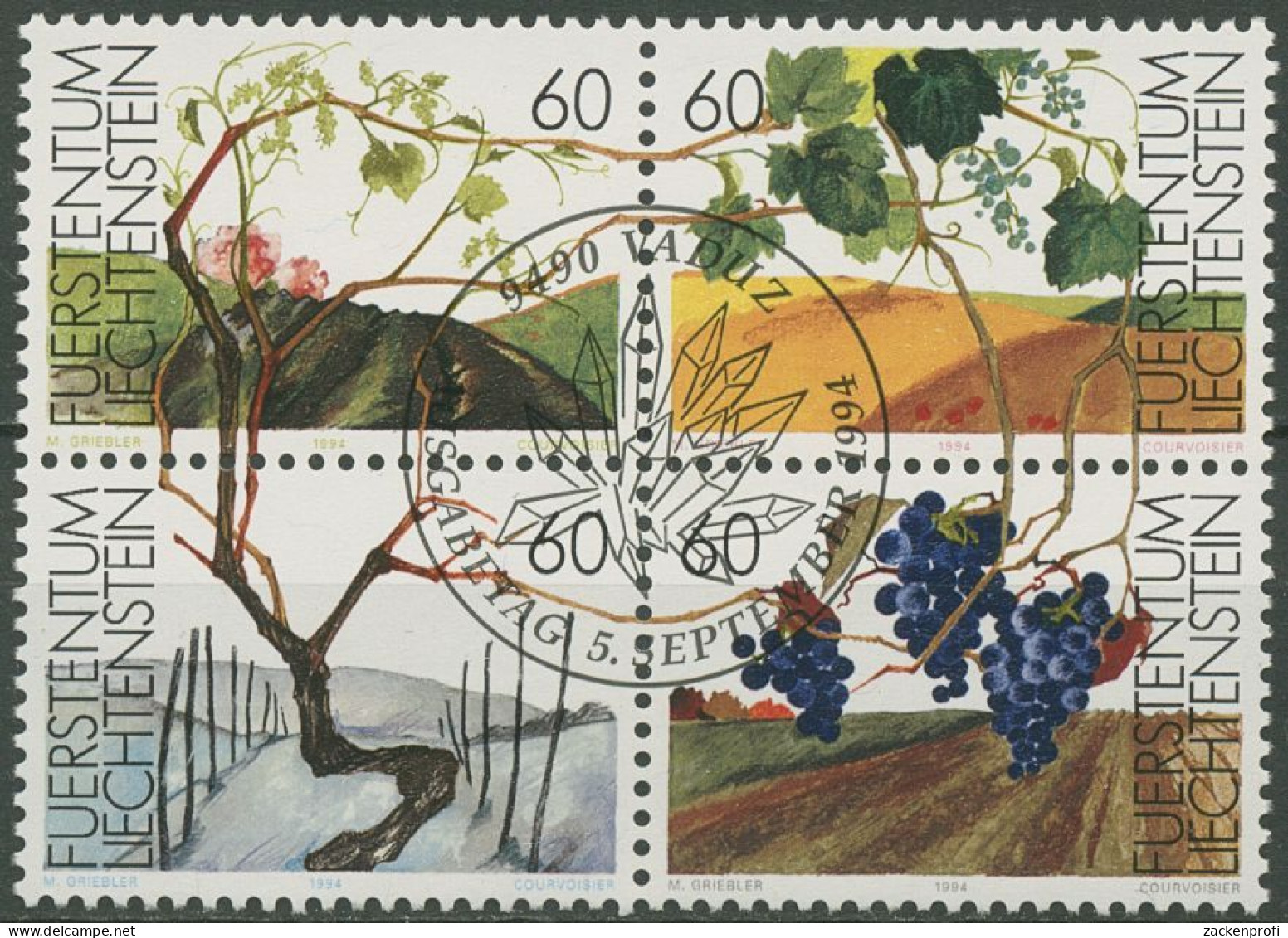 Liechtenstein 1994 Jahreszeiten Der Weinrebe 1089/92 ZD Gestempelt - Usati