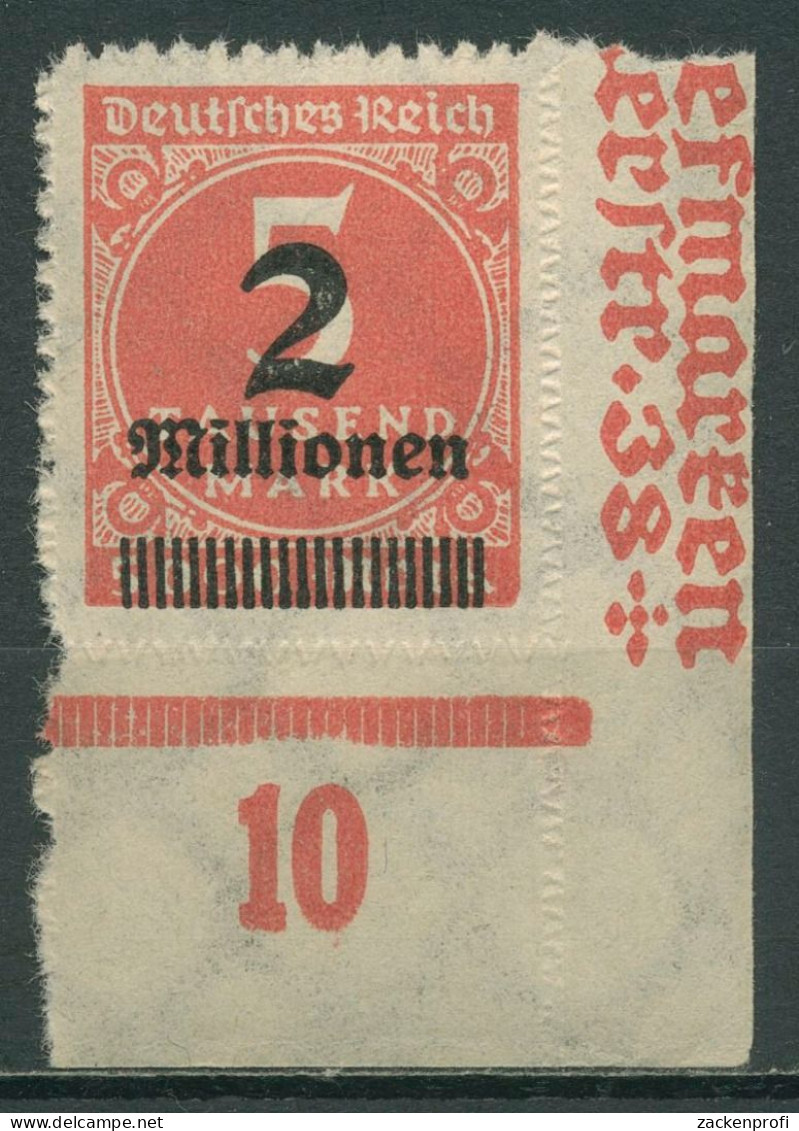 Dt. Reich 1923 Mit Aufdruck Platte Unterrand 312 B P UR Ecke 4 Postfrisch - Unused Stamps