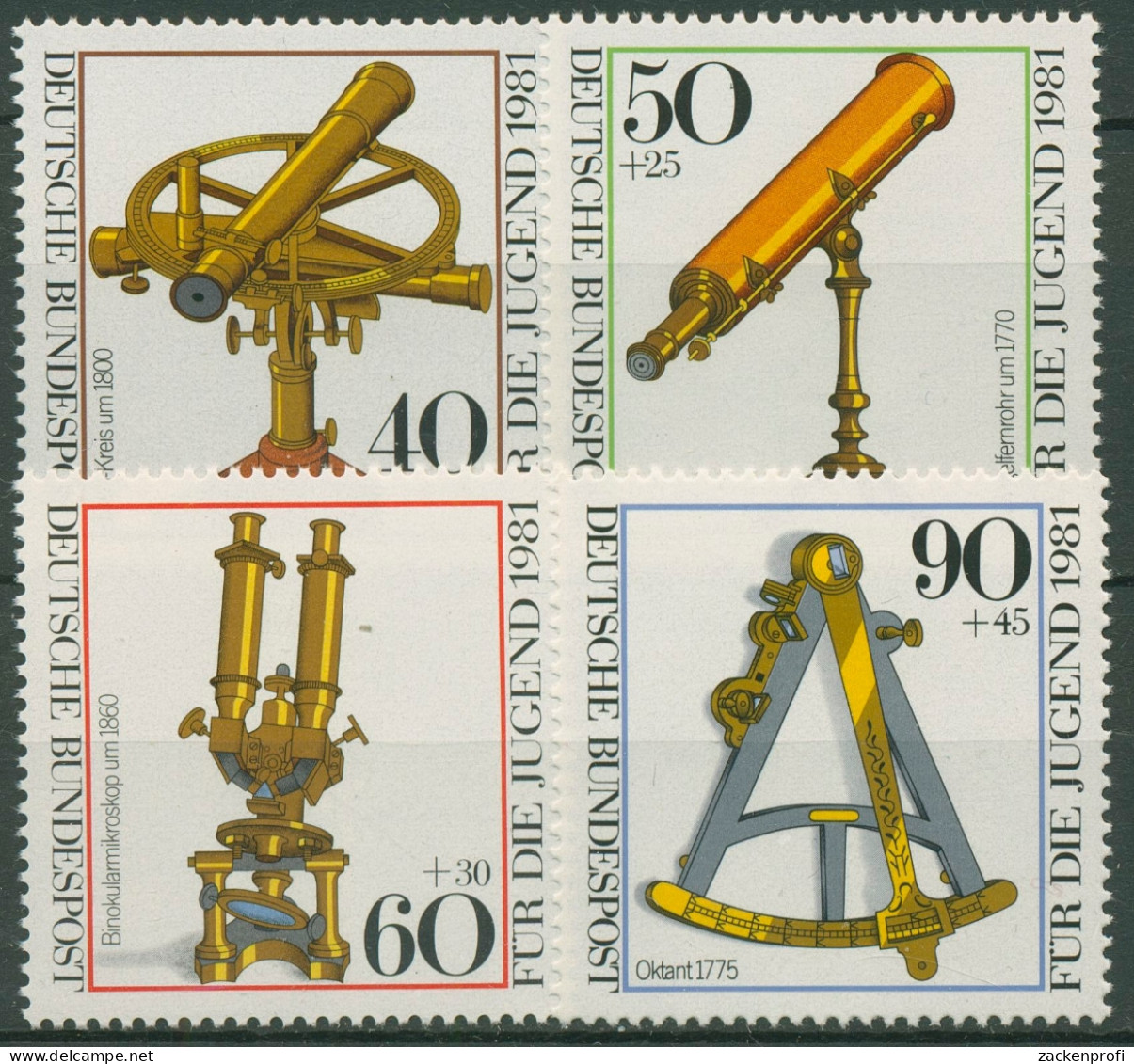 Bund 1981 Jugend: Optische Instrumente Fernrohr Mikroskop 1090/93 Postfrisch - Unused Stamps