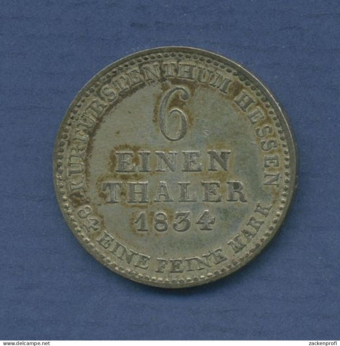 Hessen-Kassel 1/6 Taler 1834, Wilhelm II. U. Fr. Wilhelm, J 31 Vz (m3587) - Groschen & Andere Kleinmünzen