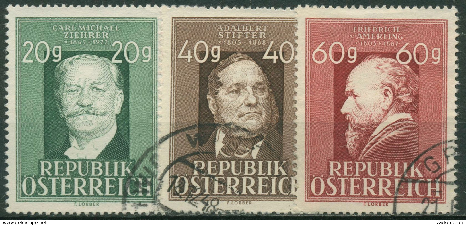 Österreich 1948 Künstler C.M. Ziehrer, A. Stifter, F. Amerling 855/57 Gestempelt - Oblitérés