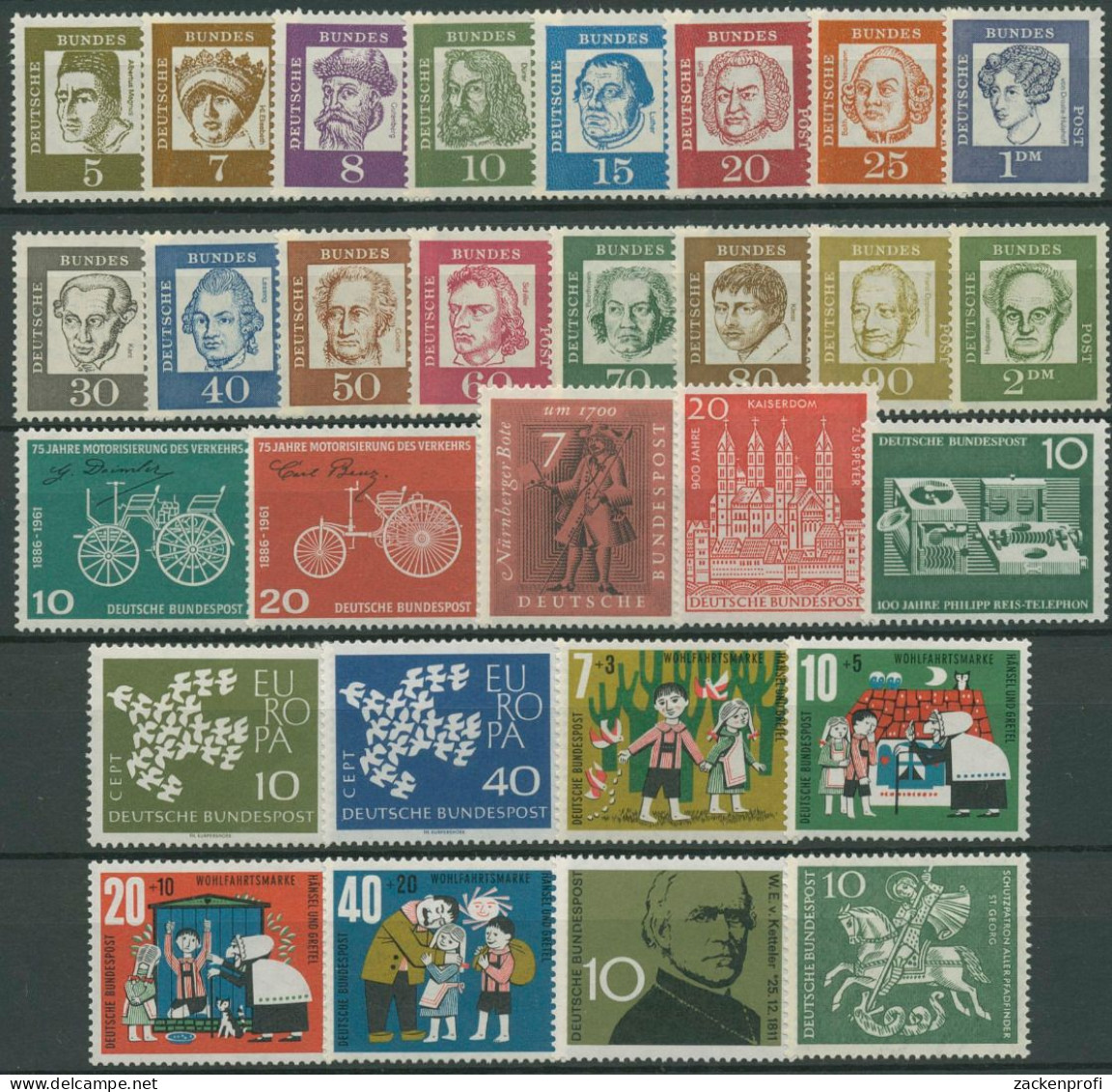 Bund 1961 Jahrgang Komplett (346/74) Postfrisch (SG98465) - Neufs