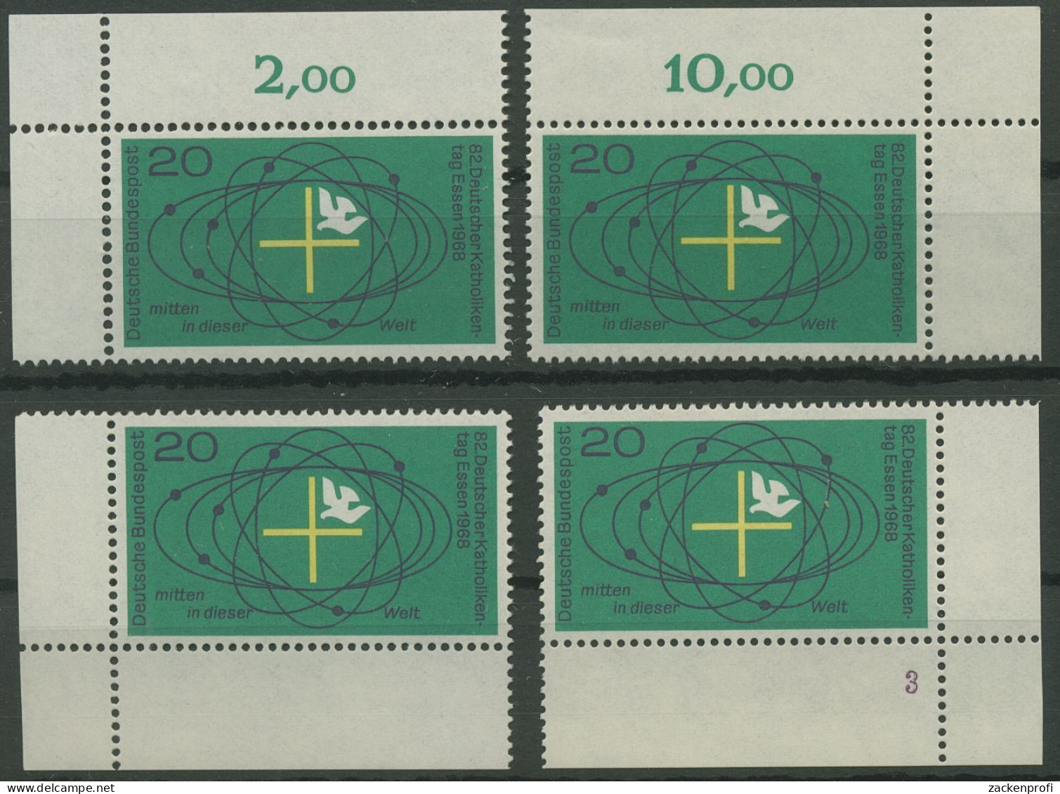 Bund 1968 Deutscher Katholikentag 568 Alle 4 Ecken Postfrisch (E852) - Unused Stamps