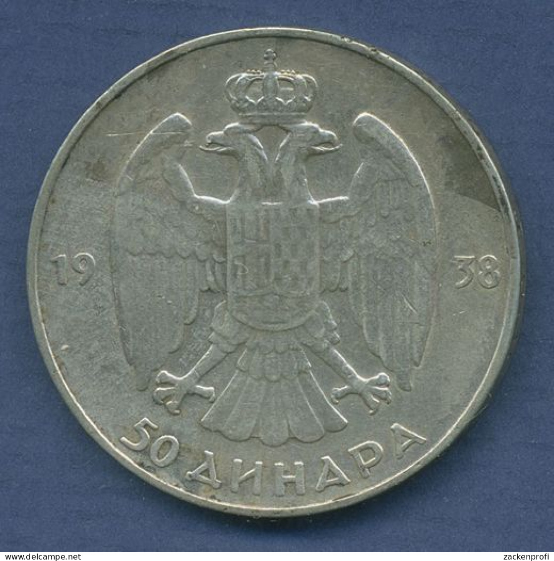 Jugoslawien 50 Dinara 1938, Silber, Petar II., KM 24 Ss (m3581) - Jugoslavia