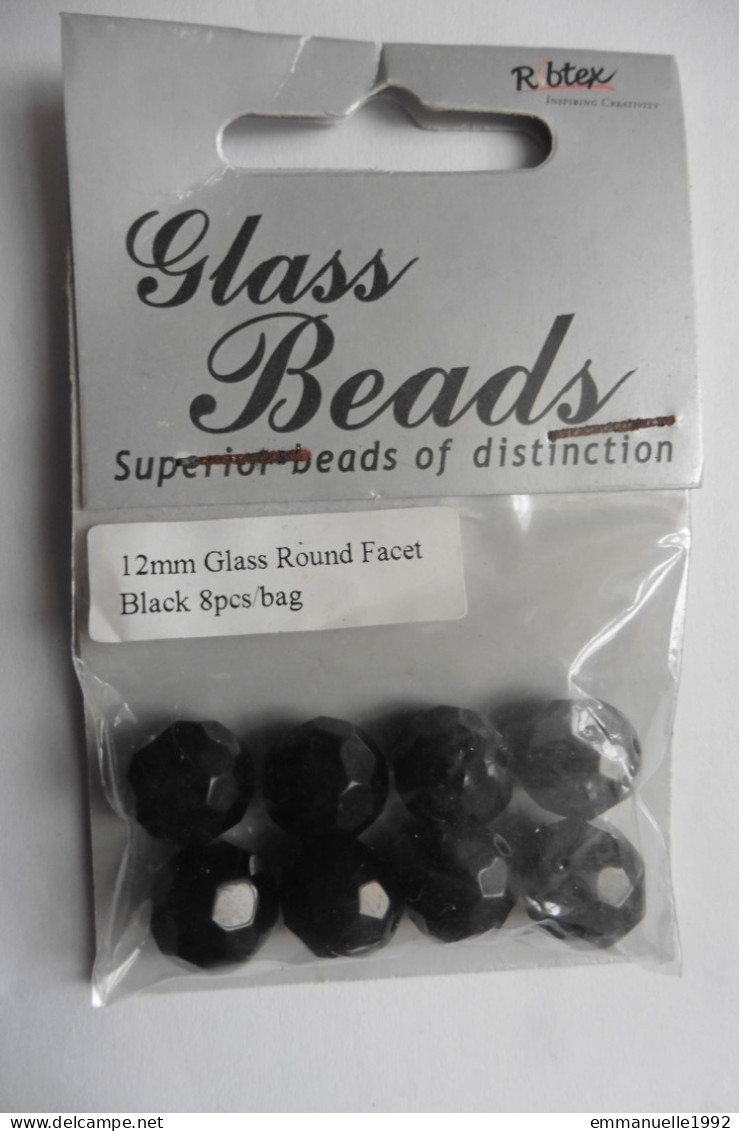 Sachet De 8 Perles Rondes En Cristal Noir - Cristaux à Facettes 12 Mm - Pour Création Bijoux - Andere & Zonder Classificatie