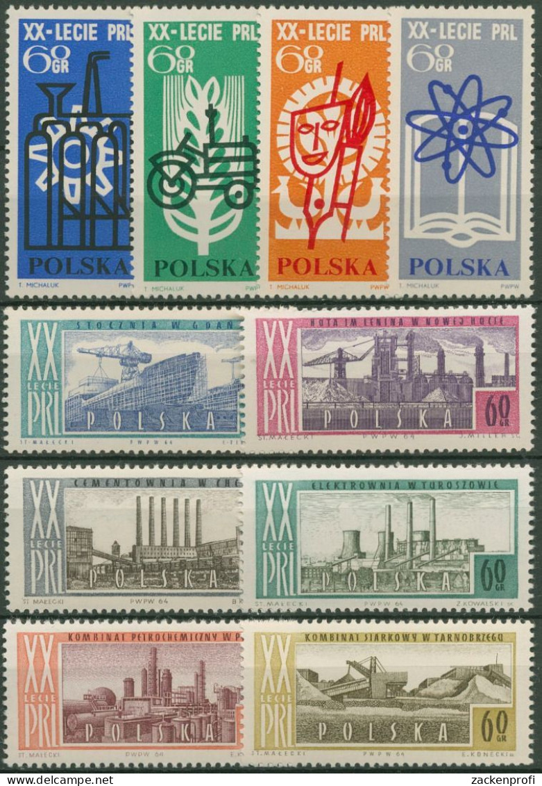 Polen 1964 20 Jahre Volksrepublik Industrie 1503/12 Postfrisch - Ongebruikt
