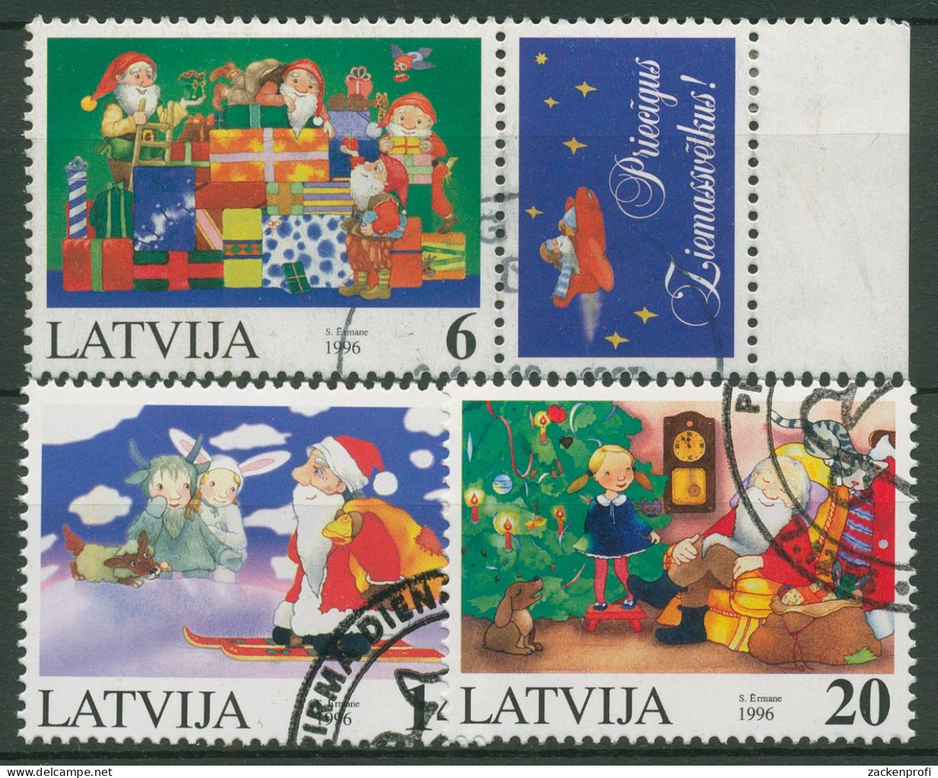 Lettland 1996 Weihnachten Weihnachtsmotive 444/46 Gestempelt - Lettonie