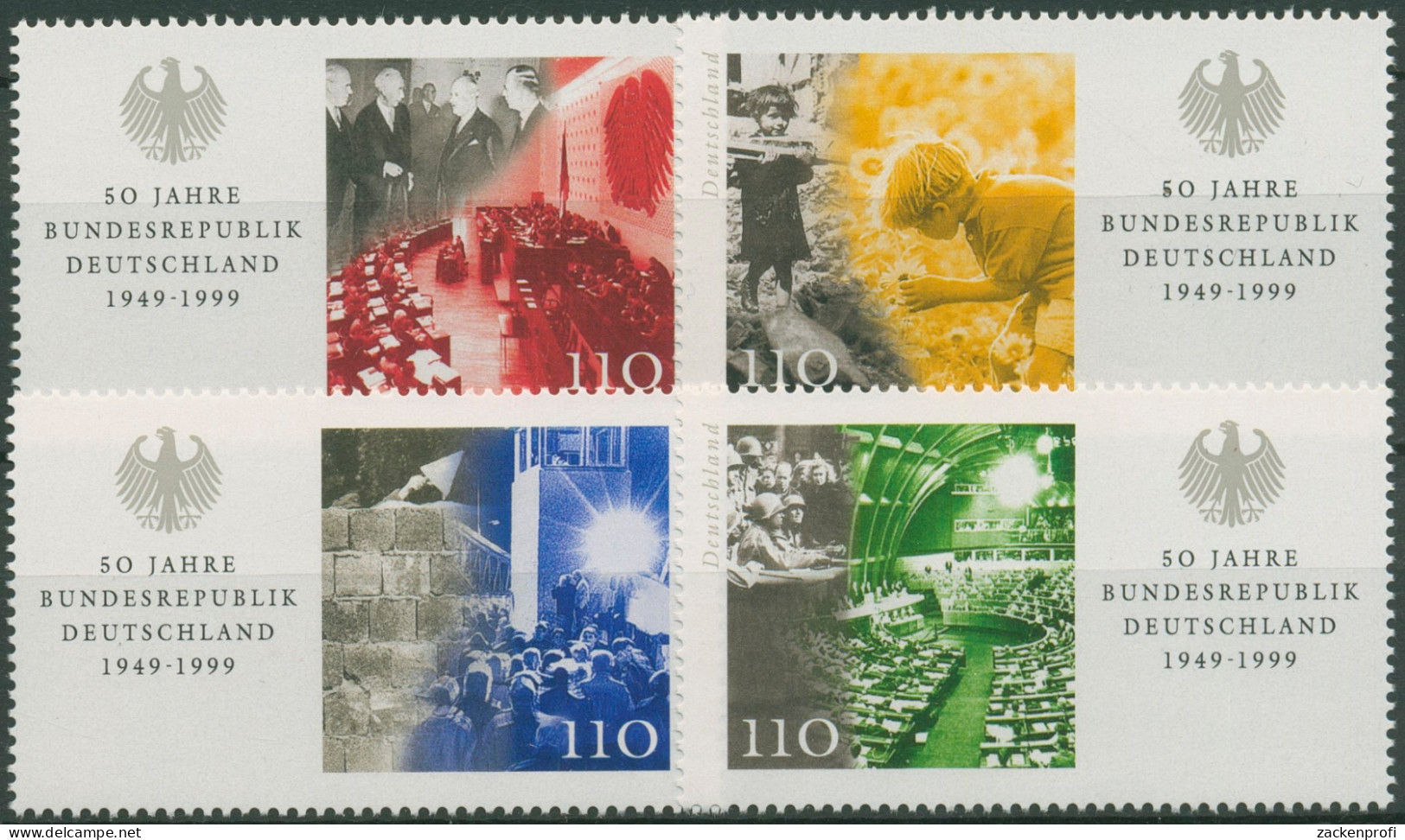Bund 1999 50 Jahre Bundesrepublik 2051/54 Postfrisch, Blockeinzelmarken - Unused Stamps