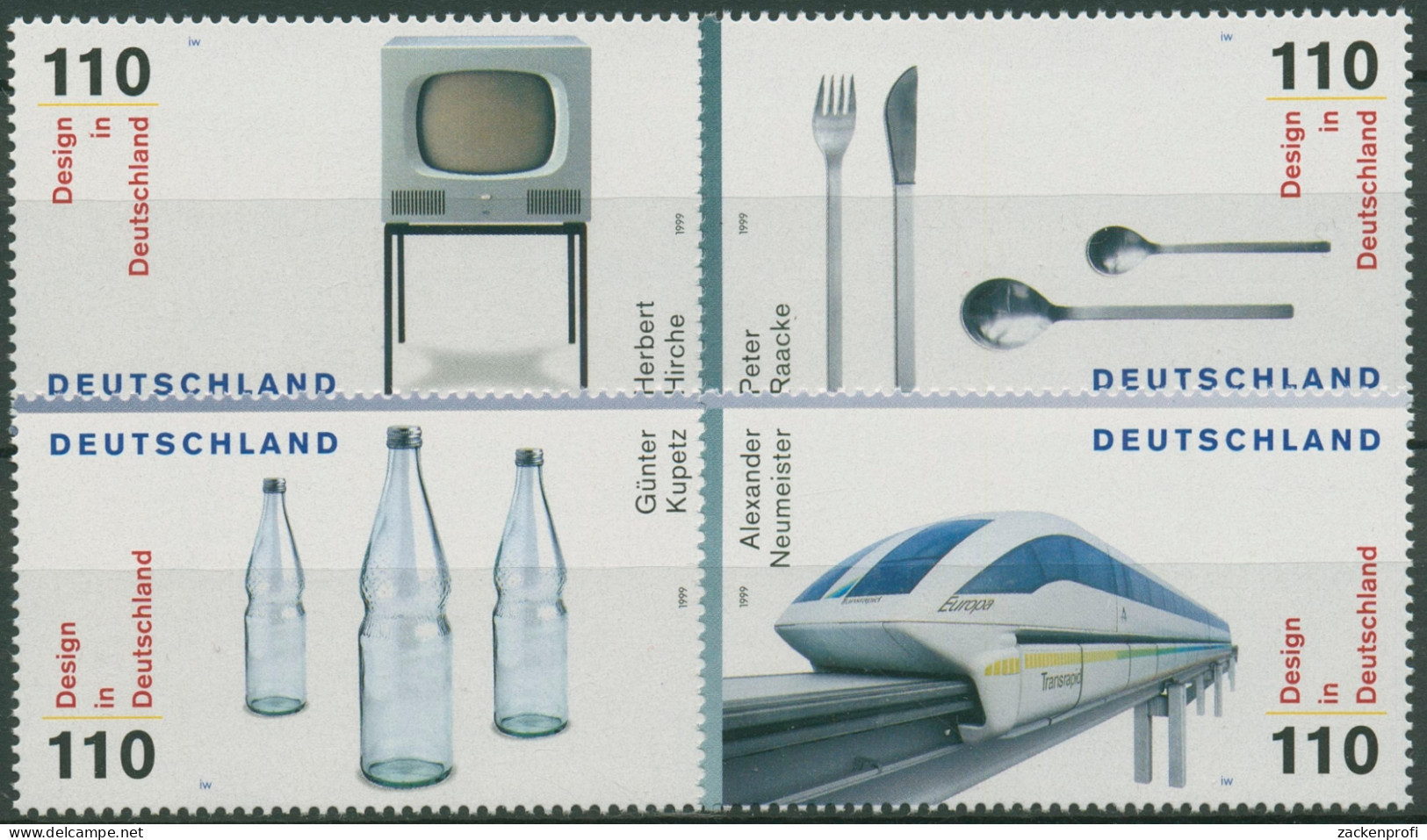 Bund 1999 Design Aus Deutschland 2068/71 Postfrisch, Blockeinzelmarken - Ungebraucht